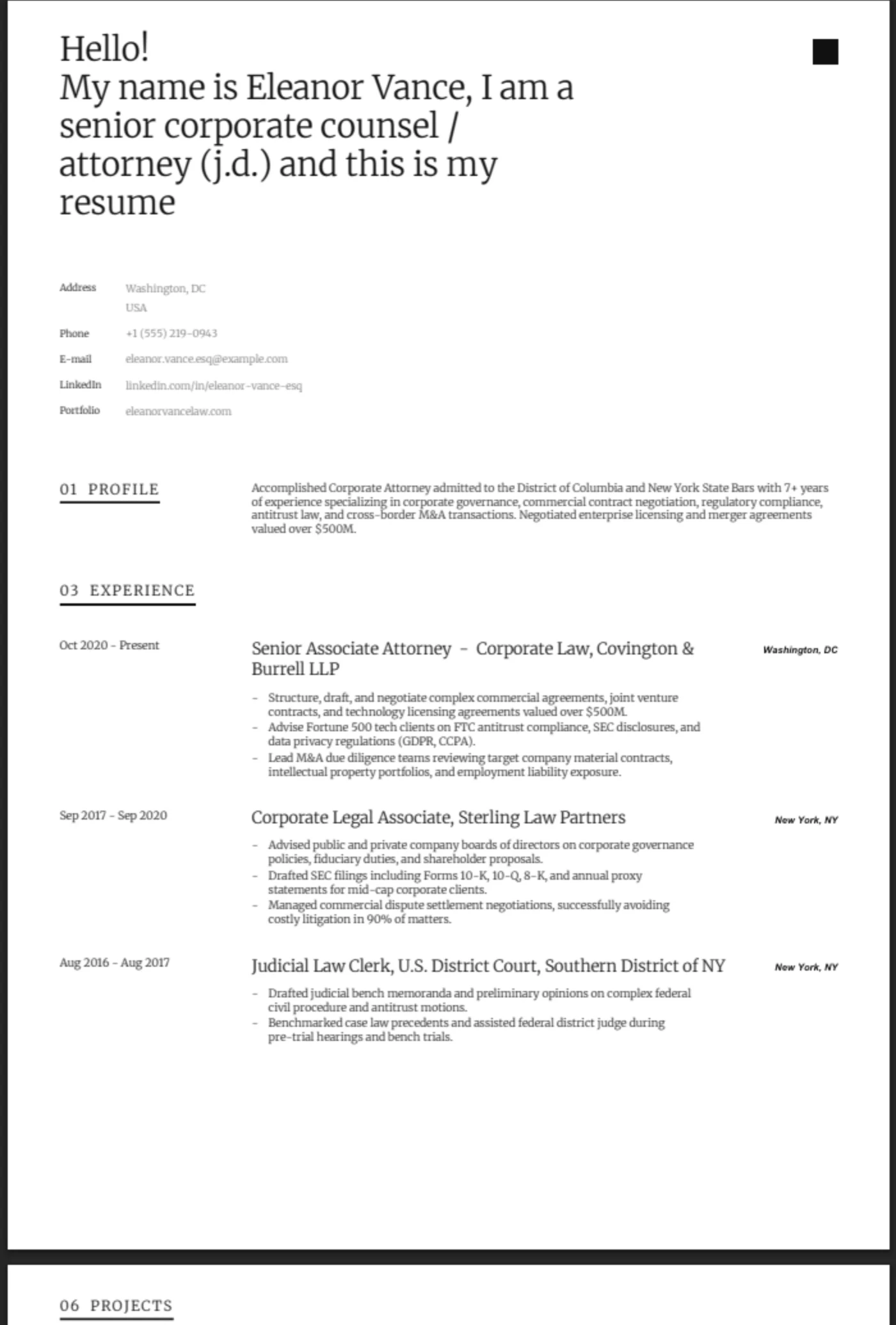 Narrative — Attorney