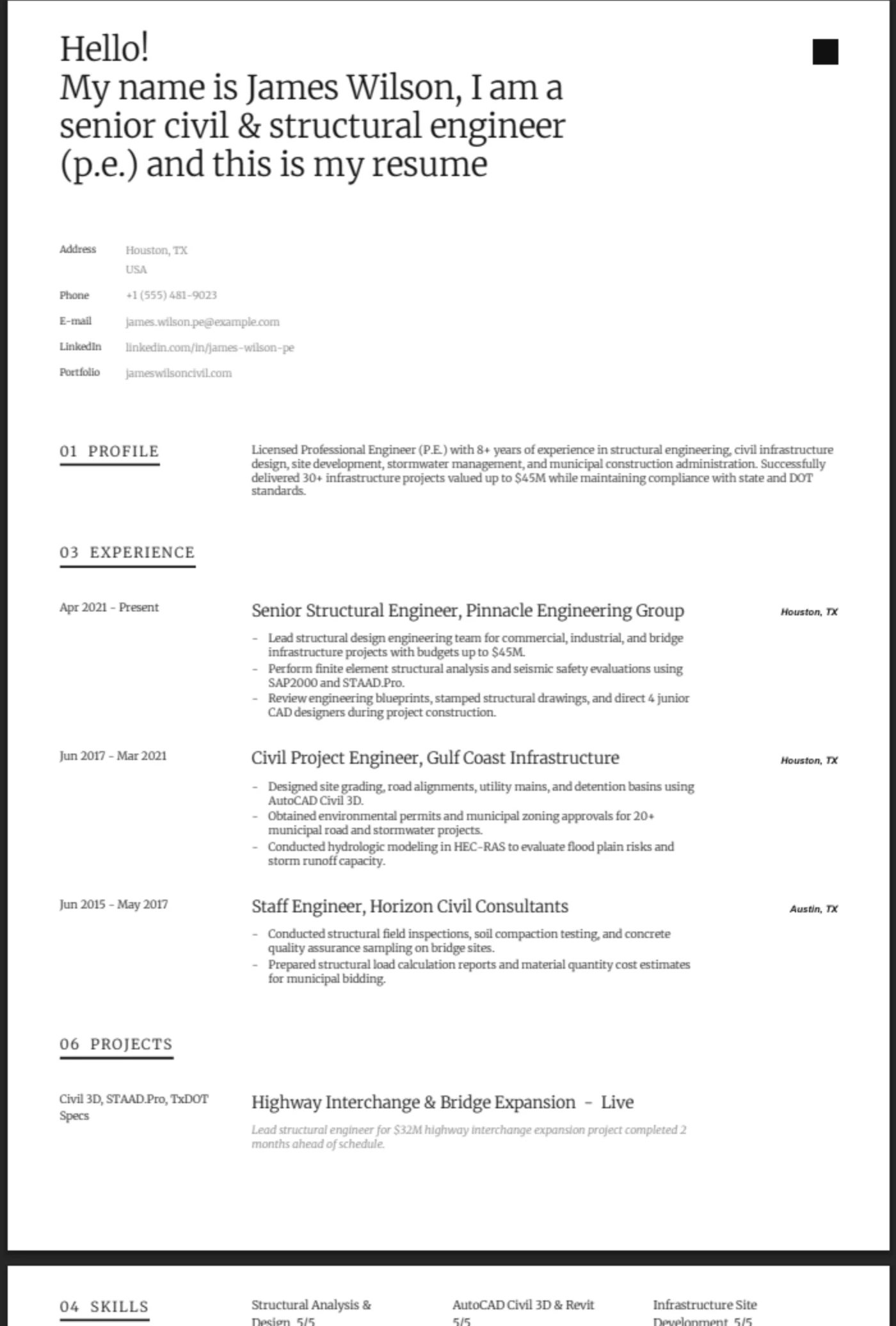 Narrative β Civil Engineer