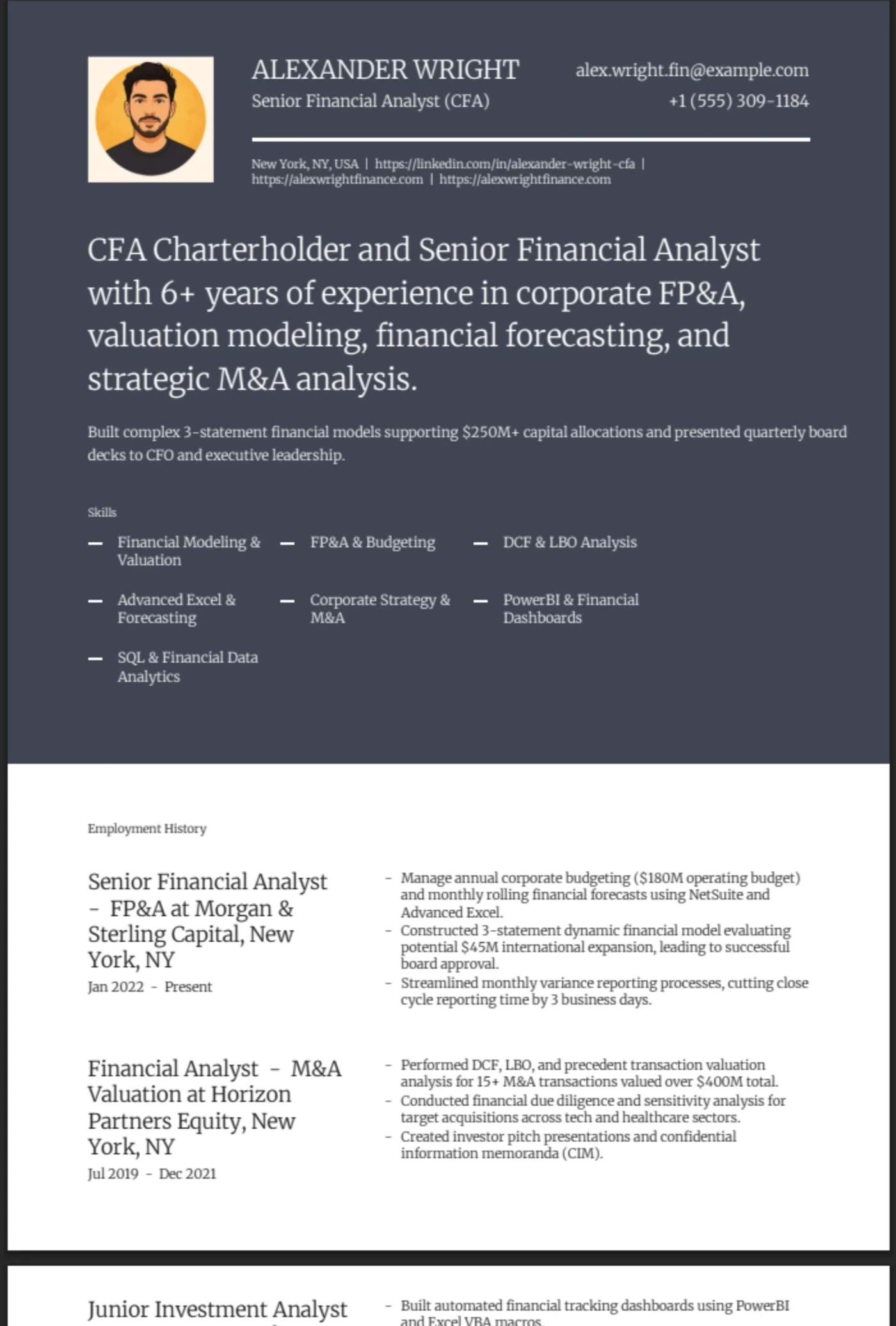 Statement — Financial Analyst