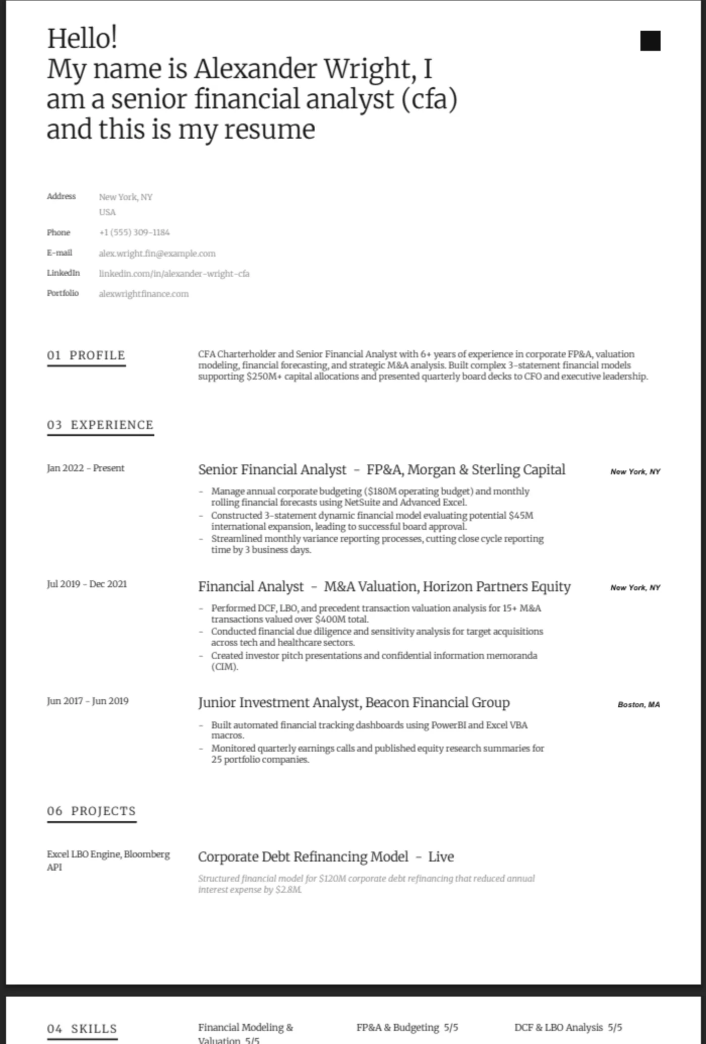 Narrative — Financial Analyst