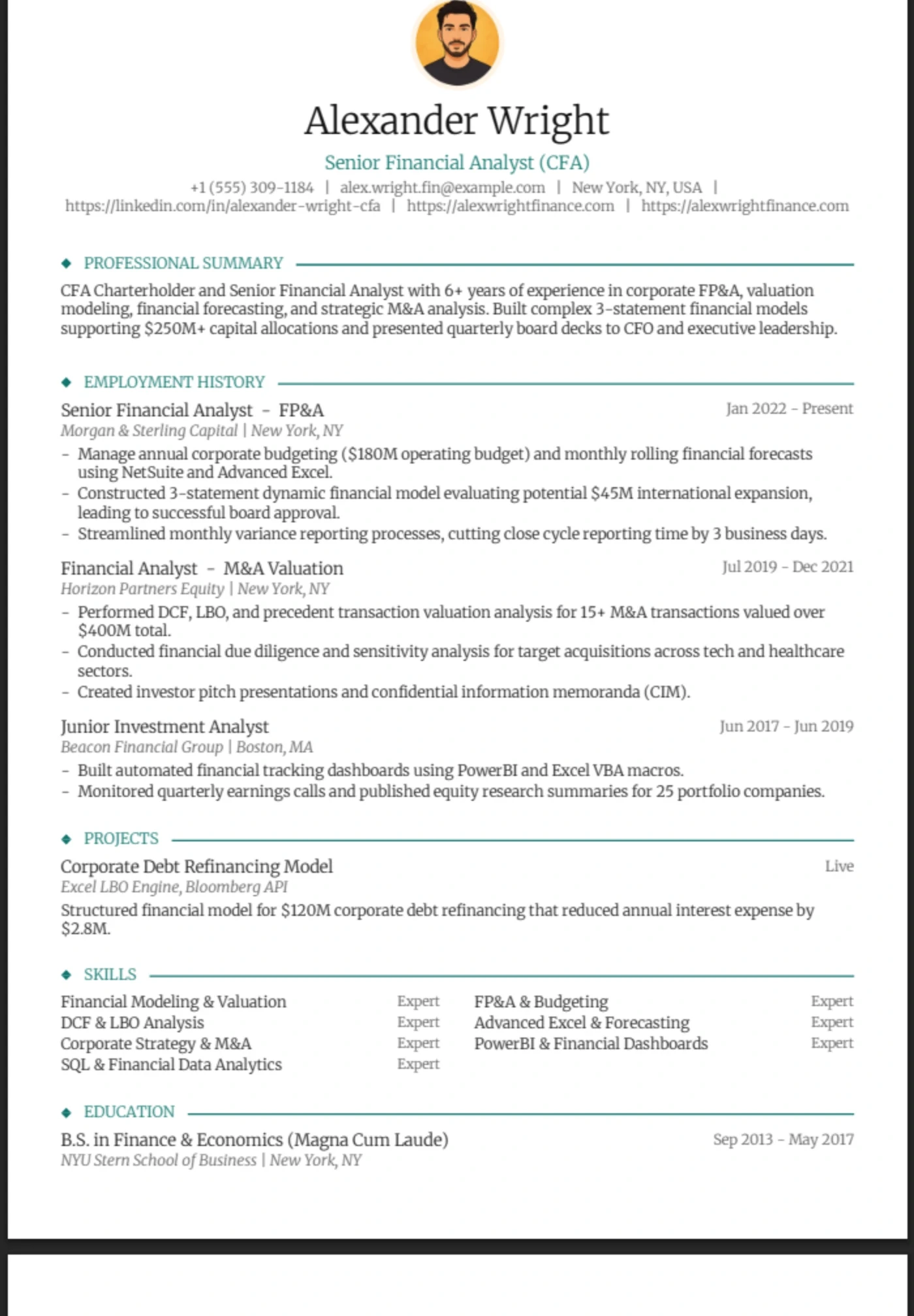 Traditional — Financial Analyst