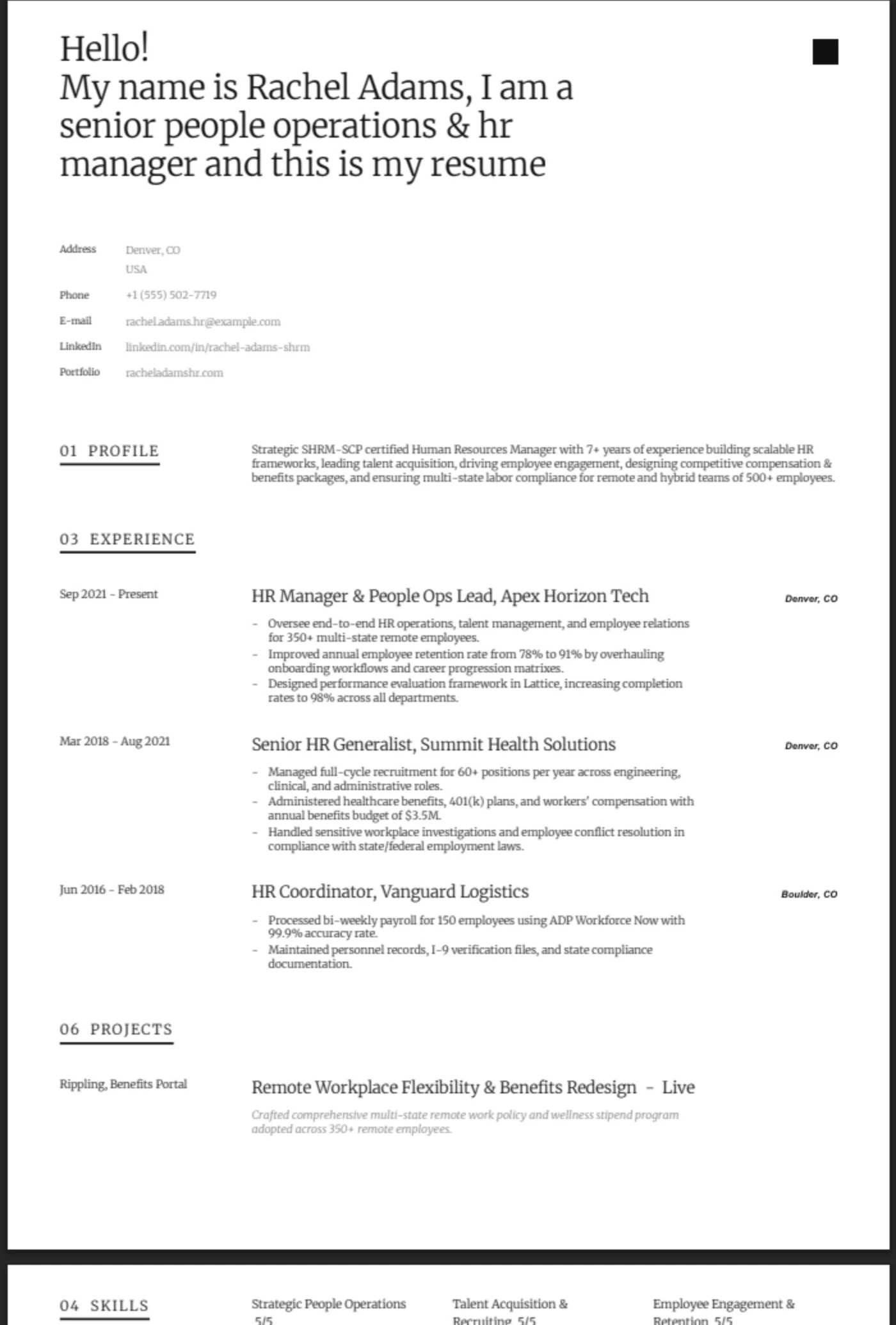 Narrative — HR Manager