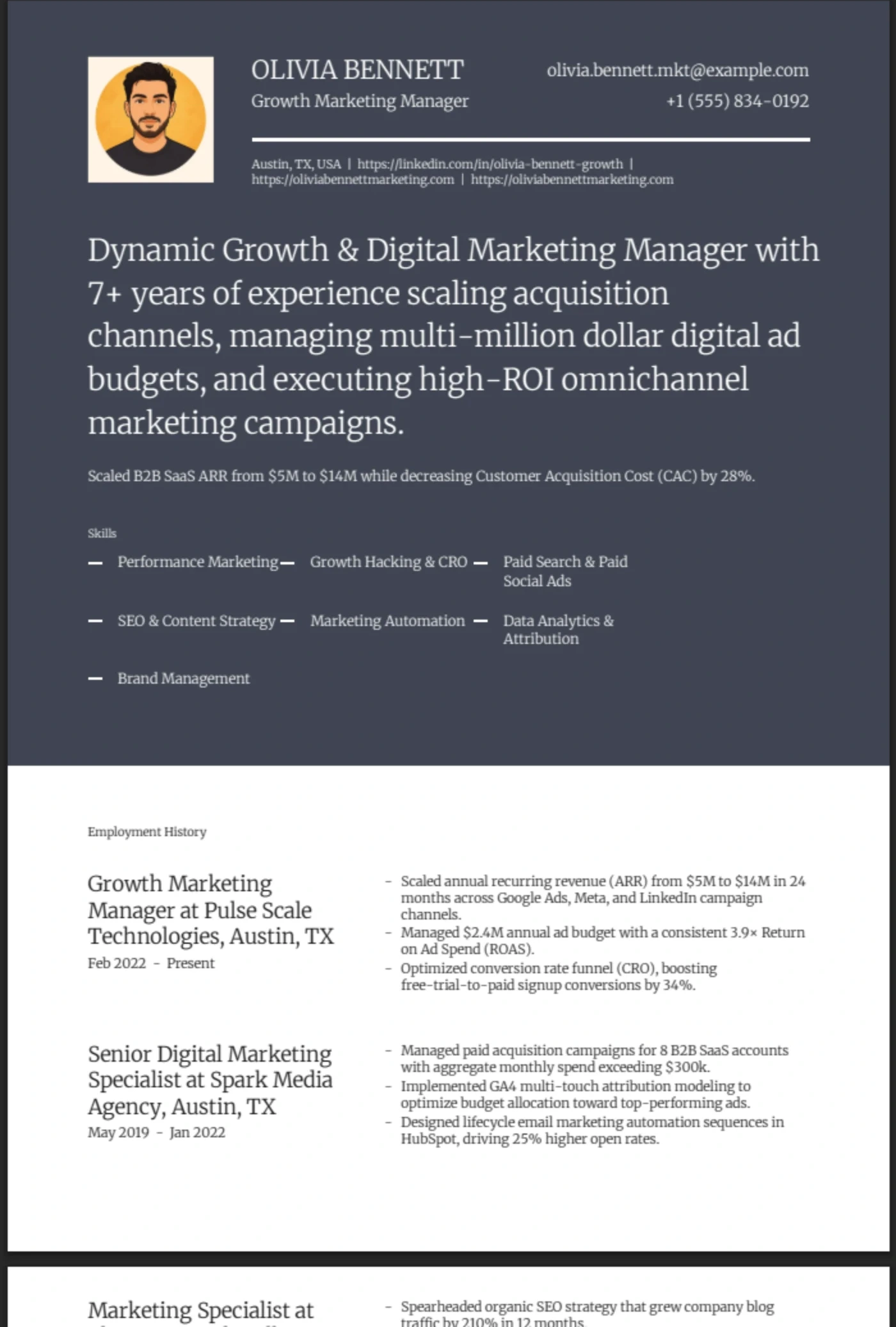 Statement — Marketing Manager