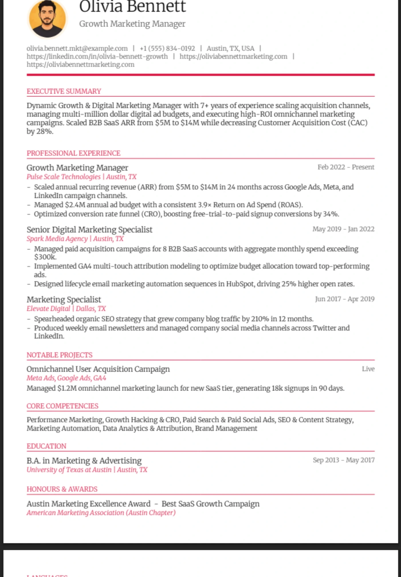 Executive — Marketing Manager
