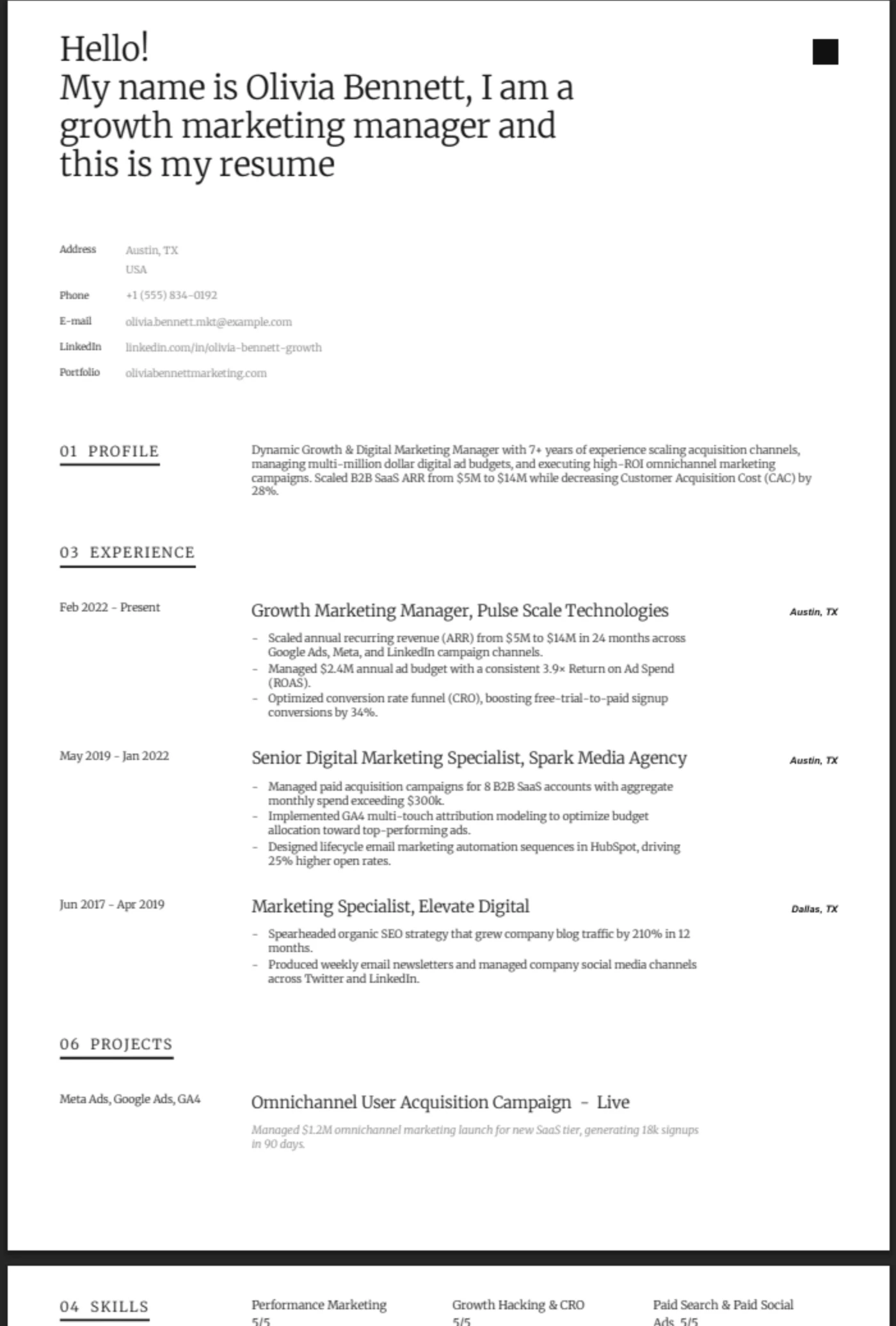 Narrative — Marketing Manager