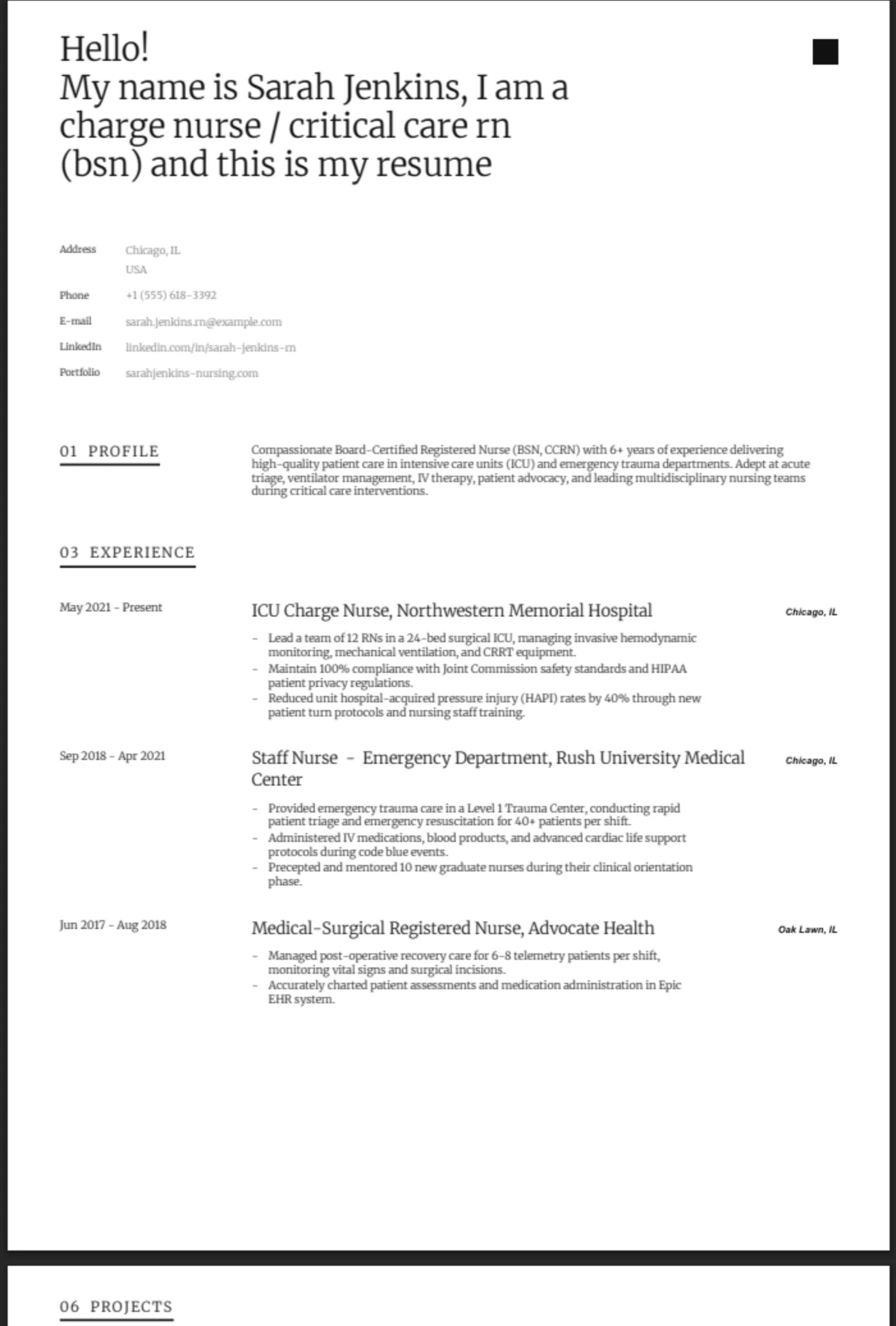 Narrative — Registered Nurse