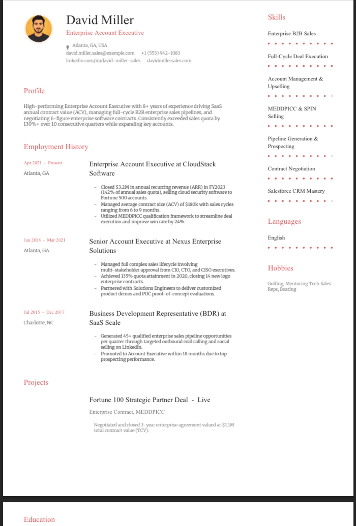 Coral β Sales Executive