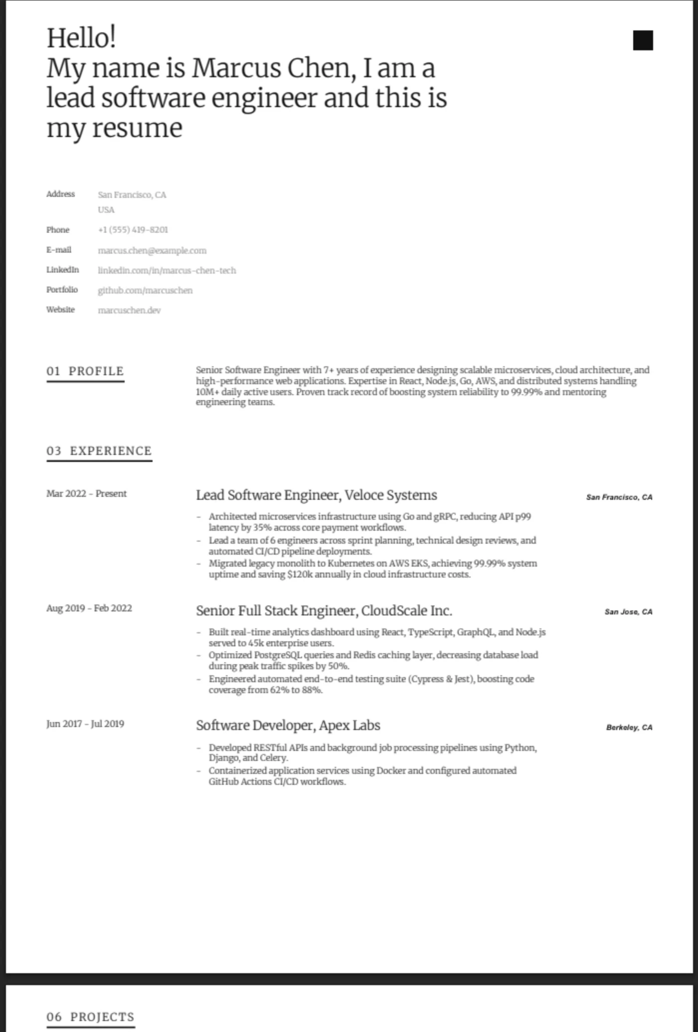 Narrative β Software Engineer